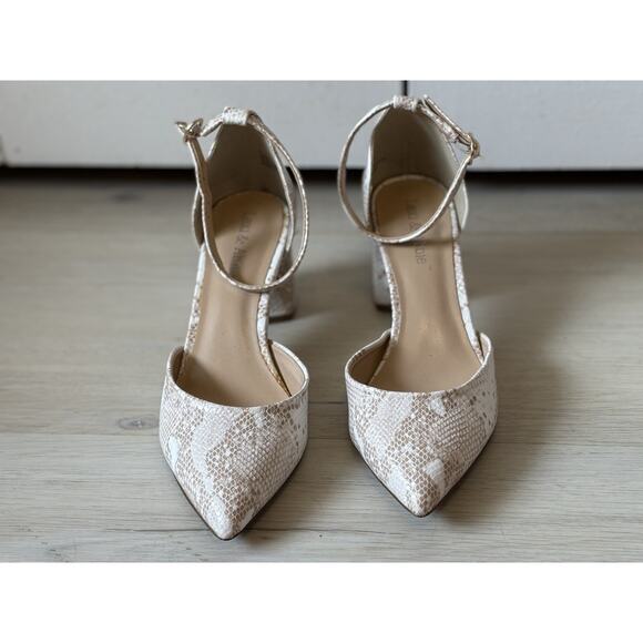 Lexi & Abbie Mindy Snakeskin Ankle Strap Chunky Heel Pointed Toe Pumps Size 8.5 - Picture 1 of 4